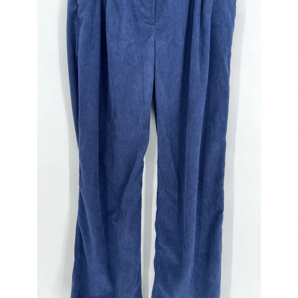 Halara Mid Rise Zipper Pocket Corduroy Casual Pants Womens Navy Blue AuraCord